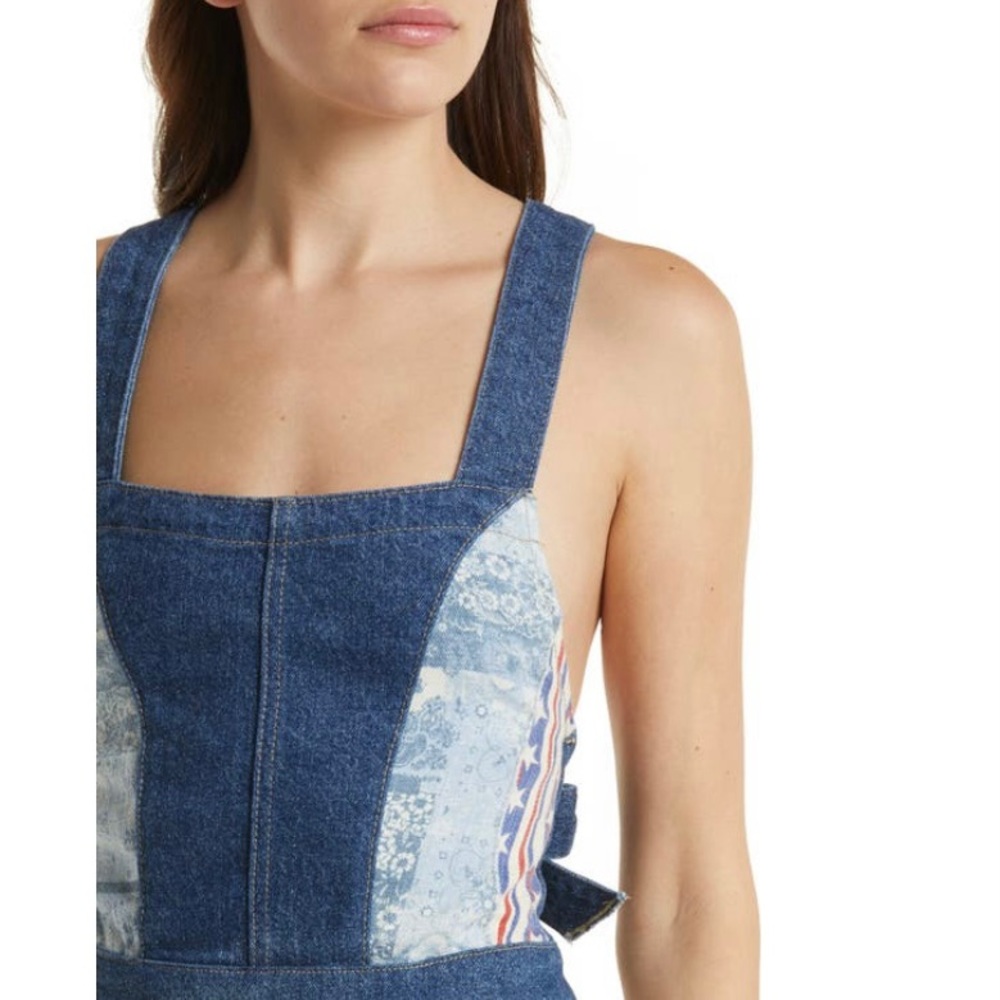 🌿|NWT| Free People Dallas Denim Flare Jumpsuit - Picture 5 of 15